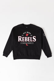 OLE MISS REBELS PLAYERS ONLY BLACK LABEL PREMIUM FLEECE DROP SHOULDER CREWNECK