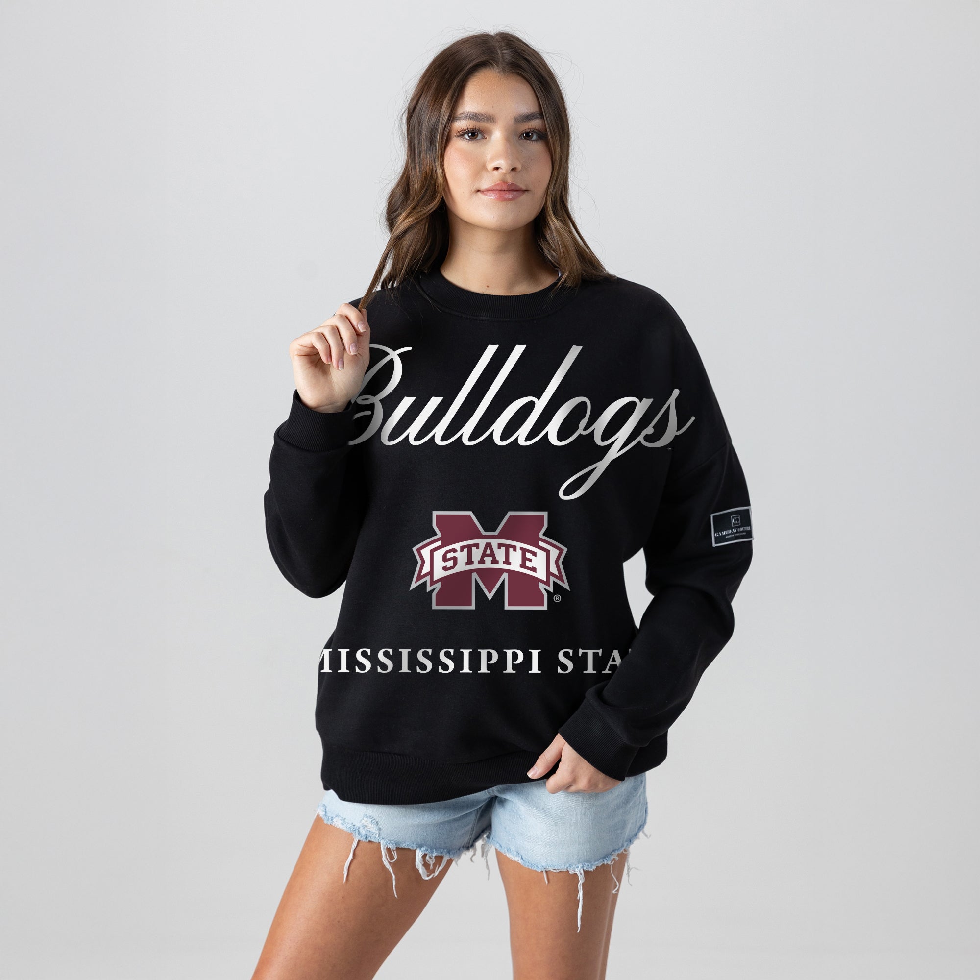 MISSISSIPPI STATE BULLDOGS LEGACY CLUB BLACK LABEL PREMIUM FLEECE DROP SHOULDER CREWNECK