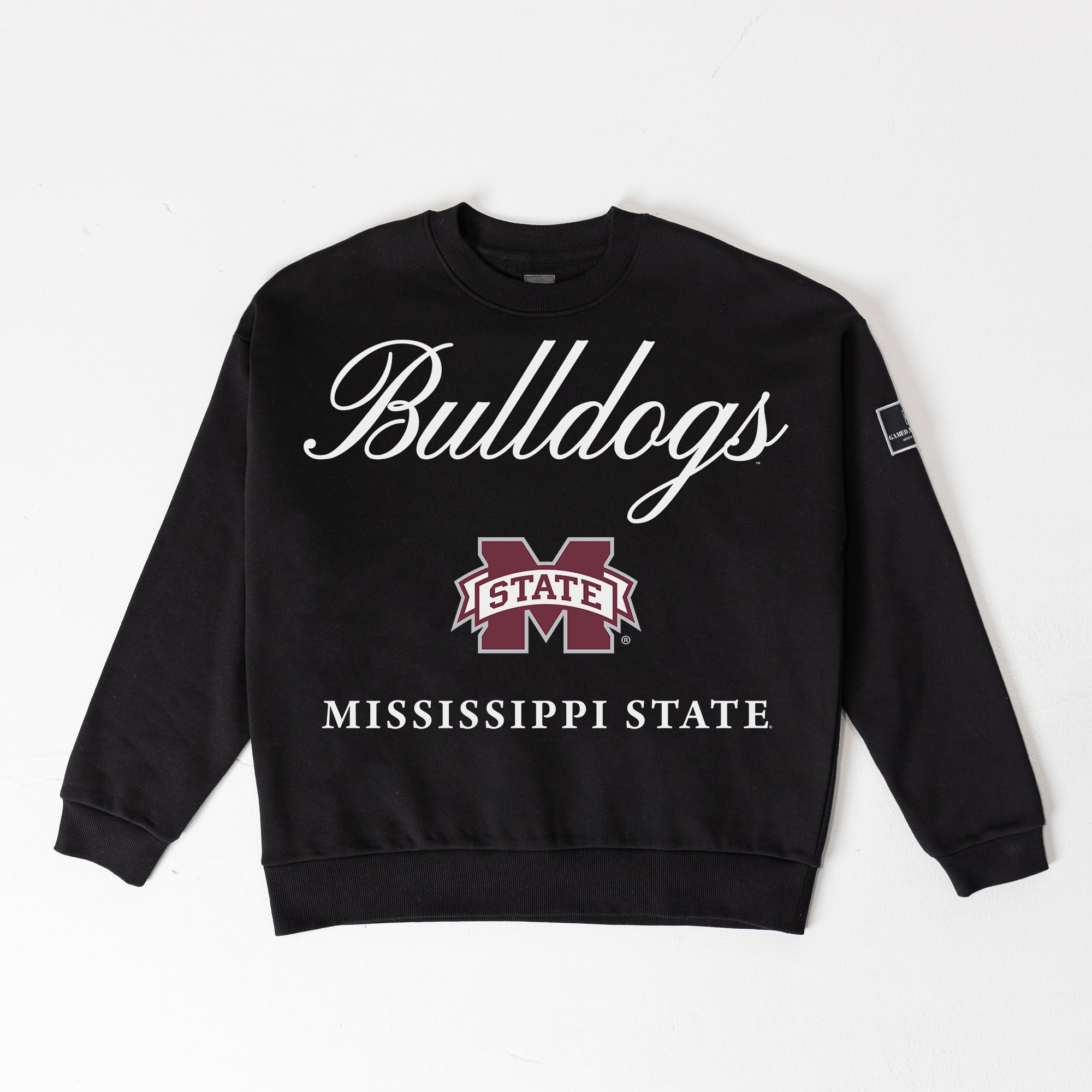 MISSISSIPPI STATE BULLDOGS LEGACY CLUB BLACK LABEL PREMIUM FLEECE DROP SHOULDER CREWNECK