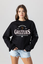 MONTANA GRIZZLIES PLAYERS ONLY BLACK LABEL PREMIUM FLEECE DROP SHOULDER CREWNECK