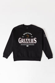 MONTANA GRIZZLIES PLAYERS ONLY BLACK LABEL PREMIUM FLEECE DROP SHOULDER CREWNECK