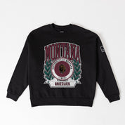 MONTANA GRIZZLIES VICTORY LANE BLACK LABEL PREMIUM FLEECE DROP SHOULDER CREWNECK