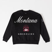 MONTANA GRIZZLIES LEGACY CLUB BLACK LABEL PREMIUM FLEECE DROP SHOULDER CREWNECK