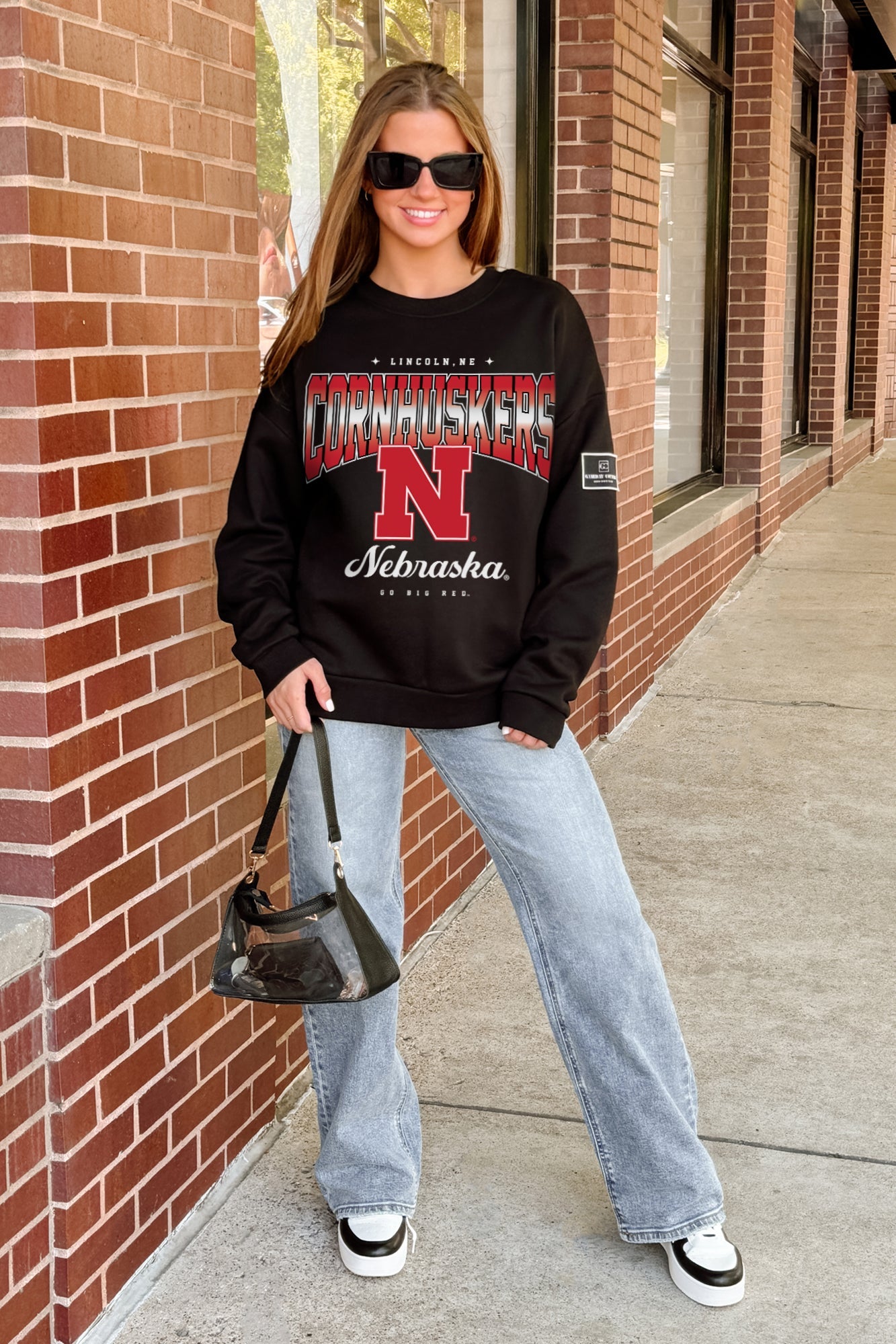 NEBRASKA CORNHUSKERS POWERHOUSE PLAY BLACK LABEL PREMIUM FLEECE CREW SWEATSHIRT
