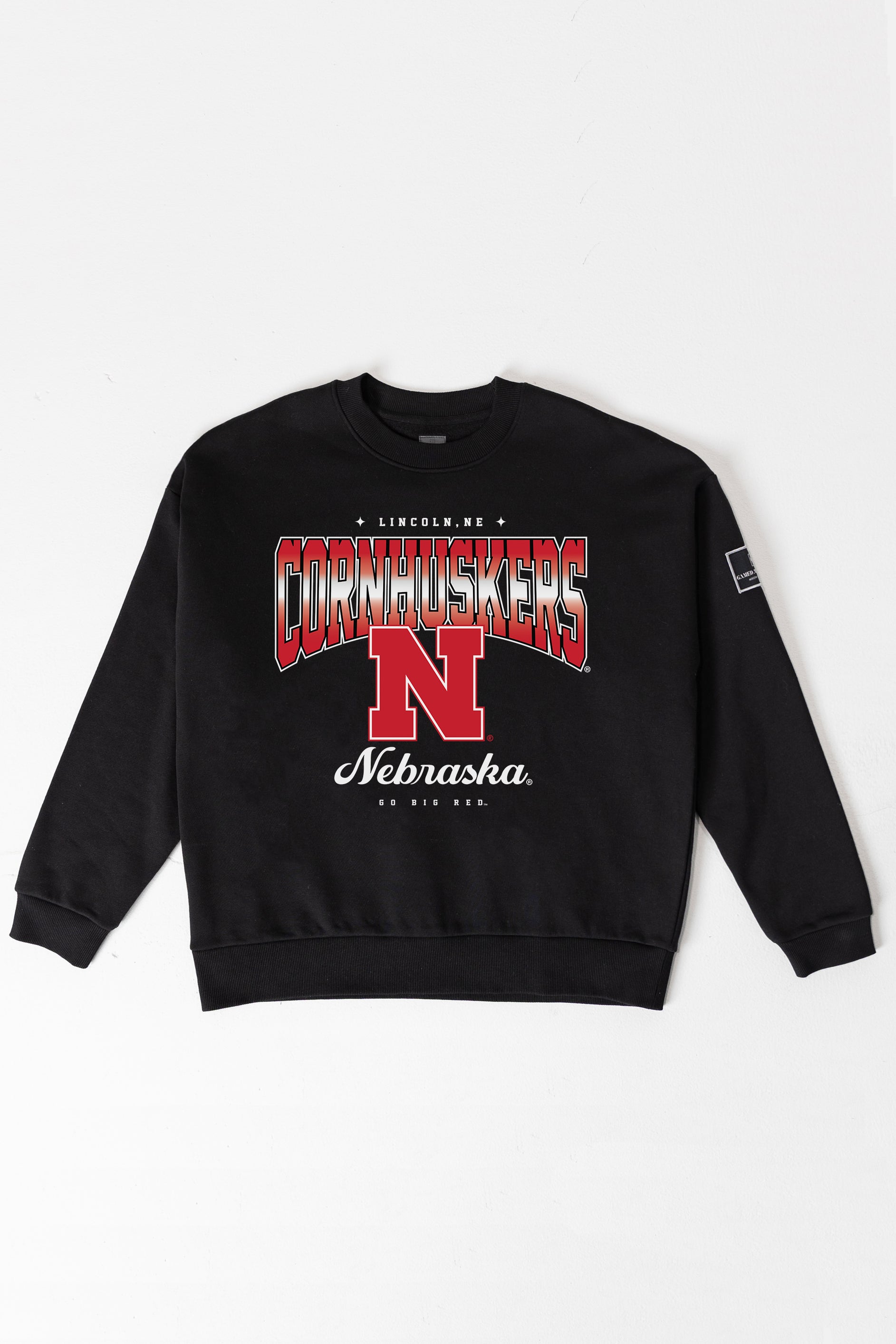 NEBRASKA CORNHUSKERS POWERHOUSE PLAY BLACK LABEL PREMIUM FLEECE CREW SWEATSHIRT