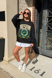 NORTH DAKOTA STATE BISON VICTORY LANE BLACK LABEL PREMIUM FLEECE DROP SHOULDER CREWNECK