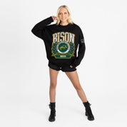 NORTH DAKOTA STATE BISON VICTORY LANE BLACK LABEL PREMIUM FLEECE DROP SHOULDER CREWNECK