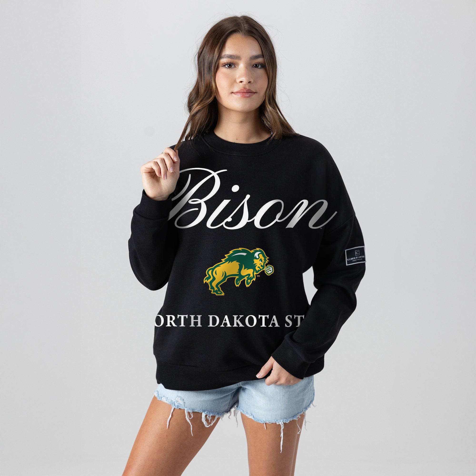 NORTH DAKOTA STATE BISON LEGACY CLUB BLACK LABEL PREMIUM FLEECE DROP SHOULDER CREWNECK