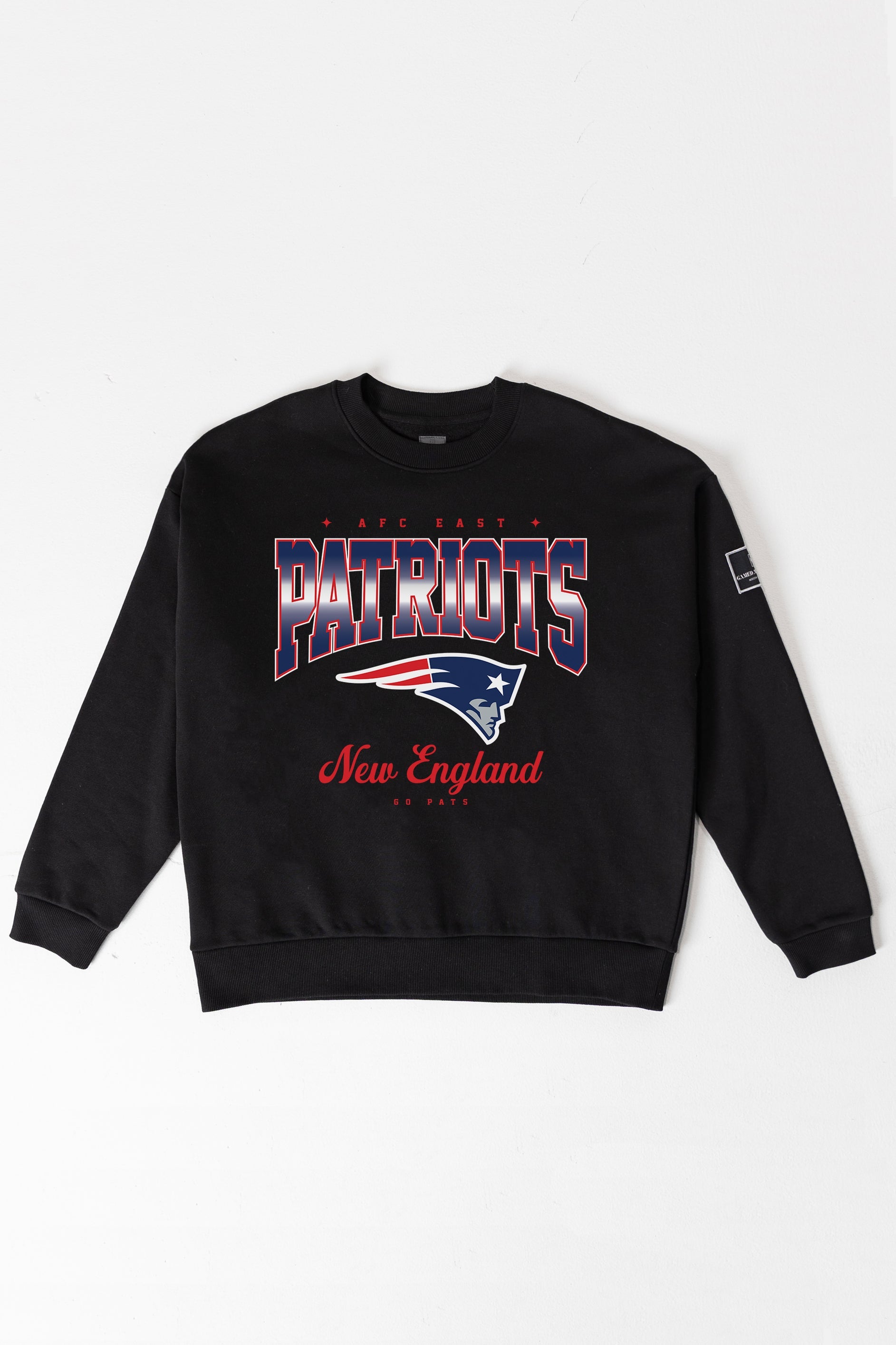 NEW ENGLAND PATRIOTS POWERHOUSE PLAY BLACK LABEL PREMIUM FLEECE CREW SWEATSHIRT