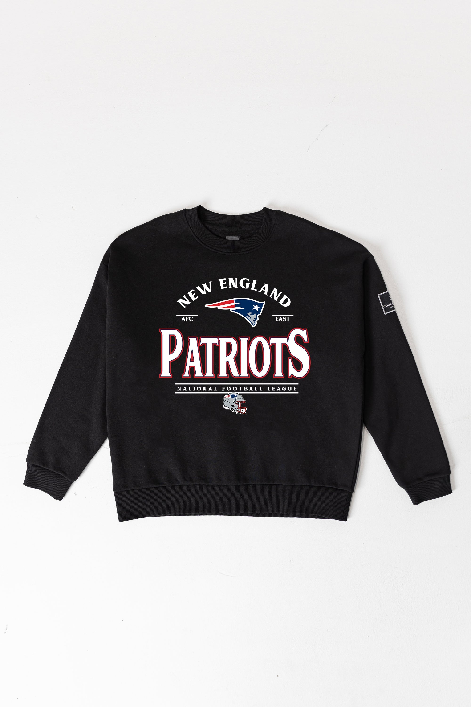 NEW ENGLAND PATRIOTS PLAYERS ONLY BLACK LABEL PREMIUM FLEECE DROP SHOULDER CREWNECK