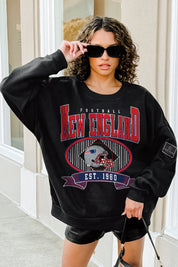 NEW ENGLAND PATRIOTS BOLD CHEERS BLACK LABEL PREMIUM FLEECE CREW SWEATSHIRT