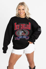 NEW ENGLAND PATRIOTS BOLD CHEERS BLACK LABEL PREMIUM FLEECE CREW SWEATSHIRT