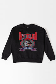 NEW ENGLAND PATRIOTS BOLD CHEERS BLACK LABEL PREMIUM FLEECE CREW SWEATSHIRT