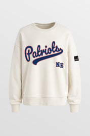 NEW ENGLAND PATRIOTS CLUTCH MOVE BLACK LABEL PREMIUM FLEECE CREW SWEATSHIRT BY RANDI MAHOMES