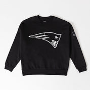 NEW ENGLAND PATRIOTS BOLD MOVE BLACK LABEL PREMIUM FLEECE DROP SHOULDER CREWNECK