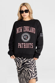 NEW ENGLAND PATRIOTS FIERCE FLOW BLACK LABEL PREMIUM FLEECE DROP SHOULDER CREWNECK