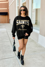 NEW ORLEANS SAINTS POWERHOUSE PLAY BLACK LABEL PREMIUM FLEECE CREW SWEATSHIRT