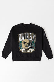NEW ORLEANS SAINTS VICTORY LANE BLACK LABEL PREMIUM FLEECE CREW SWEATSHIRT