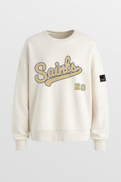 NEW ORLEANS SAINTS CLUTCH MOVE BLACK LABEL PREMIUM FLEECE CREW SWEATSHIRT BY RANDI MAHOMES