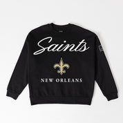 NEW ORLEANS SAINTS LEGACY CLUB BLACK LABEL PREMIUM FLEECE DROP SHOULDER CREWNECK