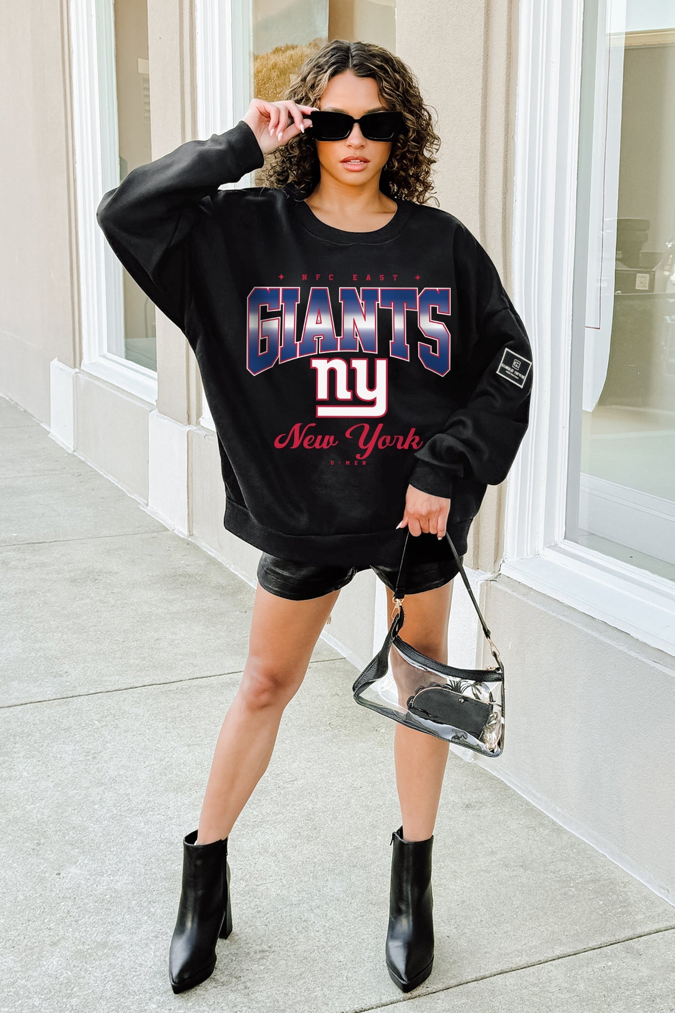 NEW YORK GIANTS POWERHOUSE PLAY BLACK LABEL PREMIUM FLEECE CREW SWEATSHIRT