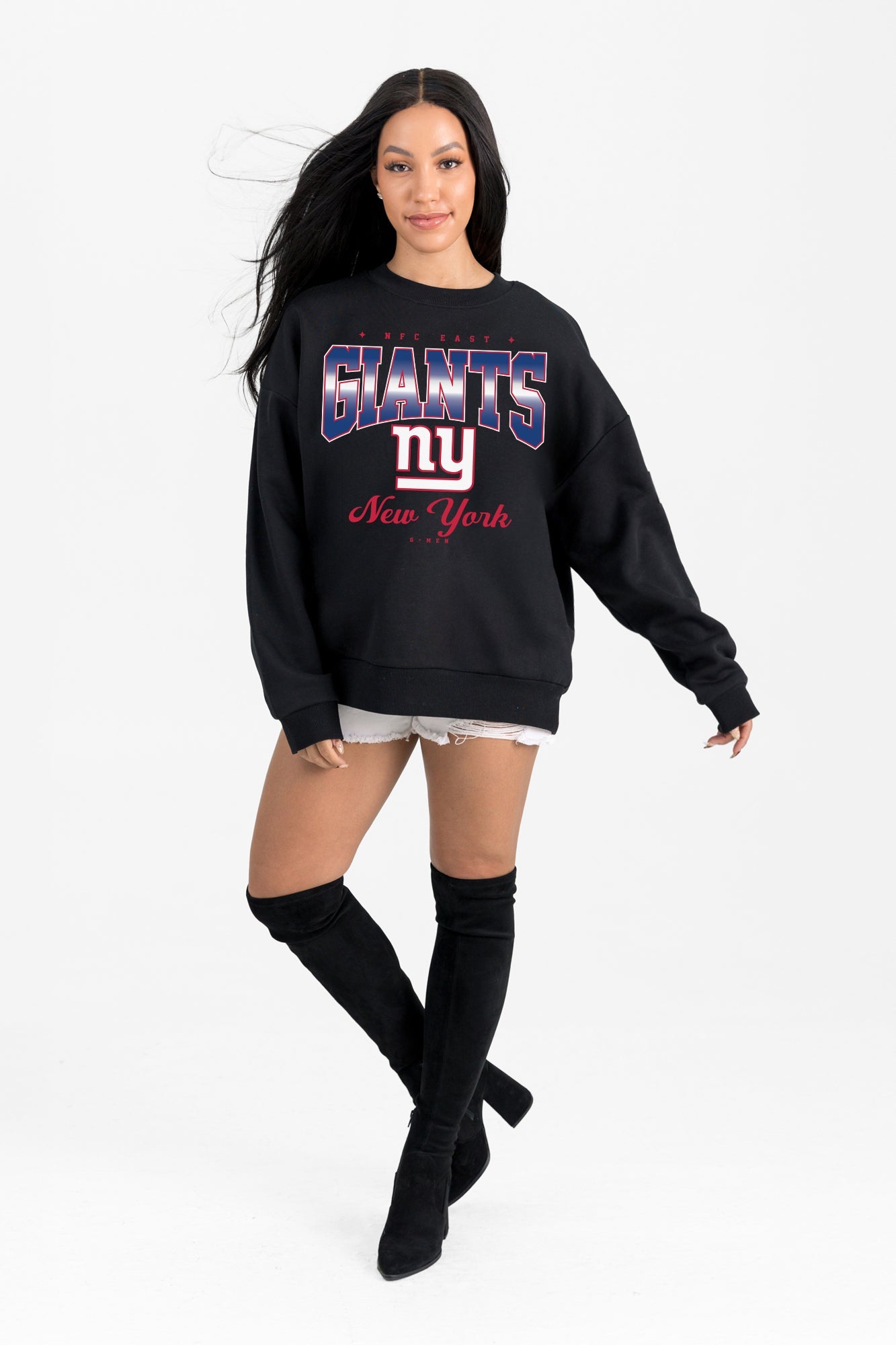 NEW YORK GIANTS POWERHOUSE PLAY BLACK LABEL PREMIUM FLEECE CREW SWEATSHIRT