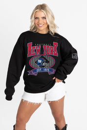 NEW YORK GIANTS BOLD CHEERS BLACK LABEL PREMIUM FLEECE CREW SWEATSHIRT