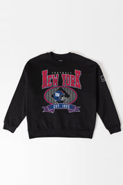 NEW YORK GIANTS BOLD CHEERS BLACK LABEL PREMIUM FLEECE CREW SWEATSHIRT