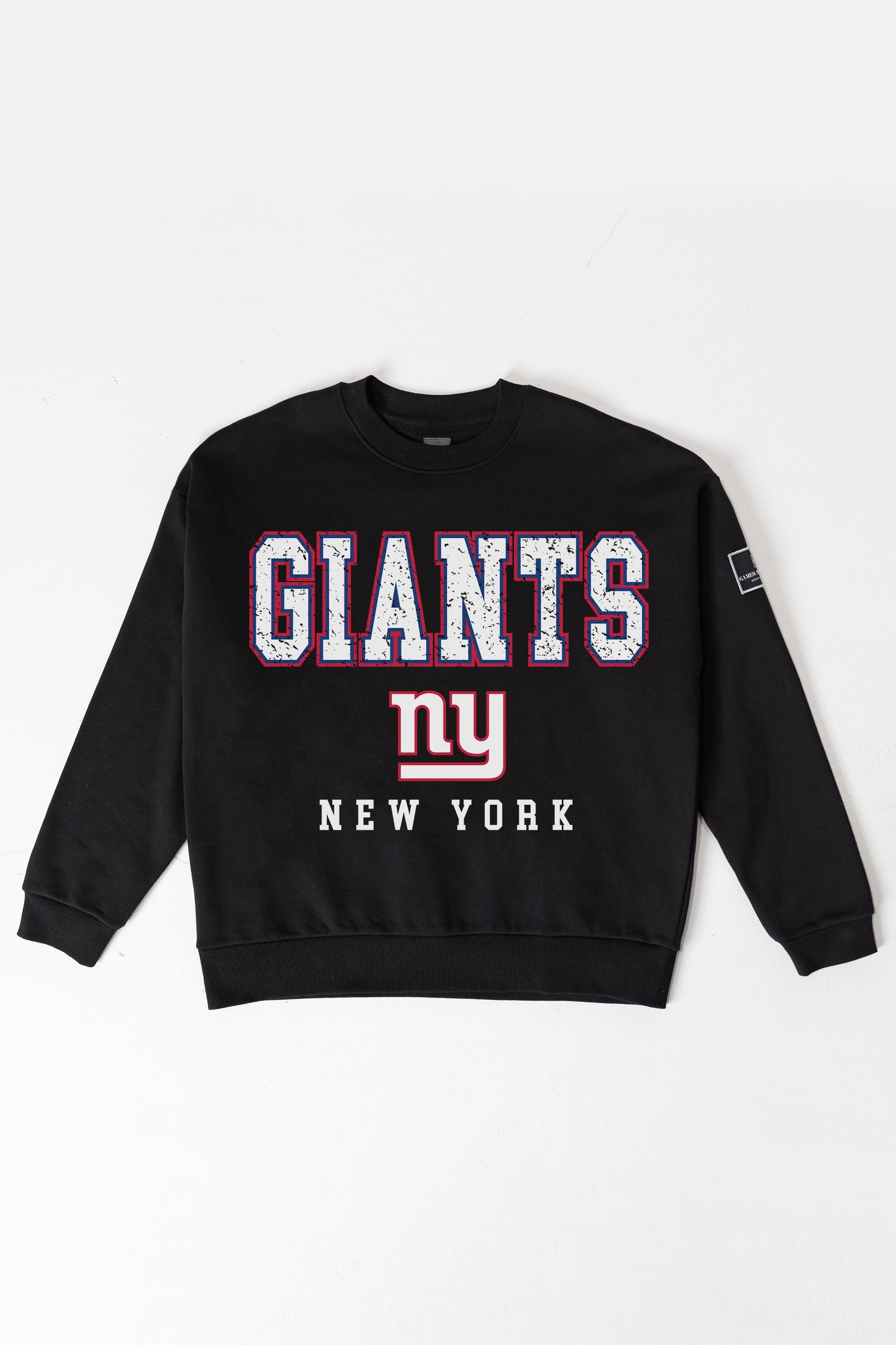 NEW YORK GIANTS LEVEL UP BLACK LABEL PREMIUM FLEECE CREW SWEATSHIRT