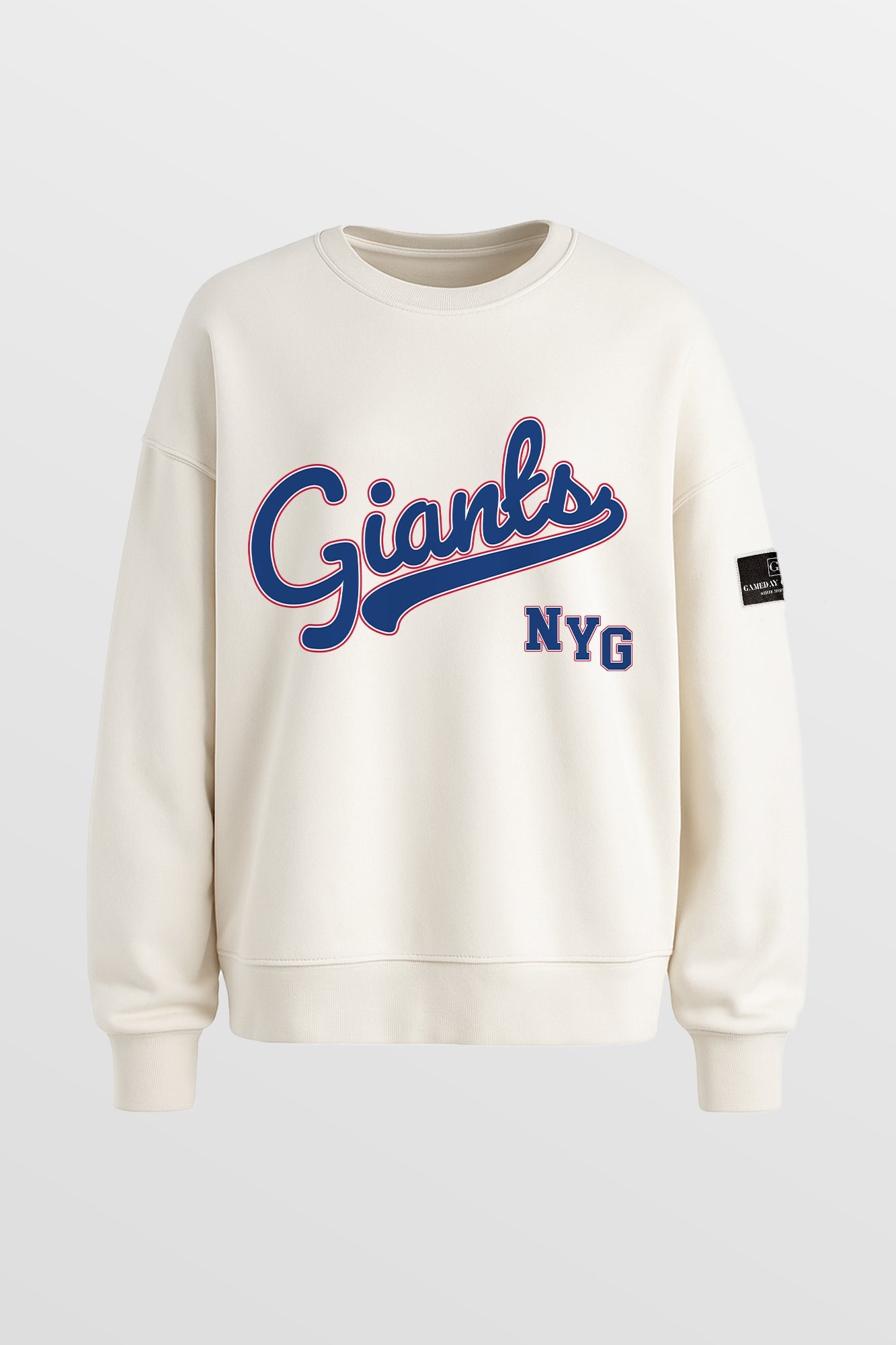 NEW YORK GIANTS CLUTCH MOVE BLACK LABEL PREMIUM FLEECE CREW SWEATSHIRT BY RANDI MAHOMES