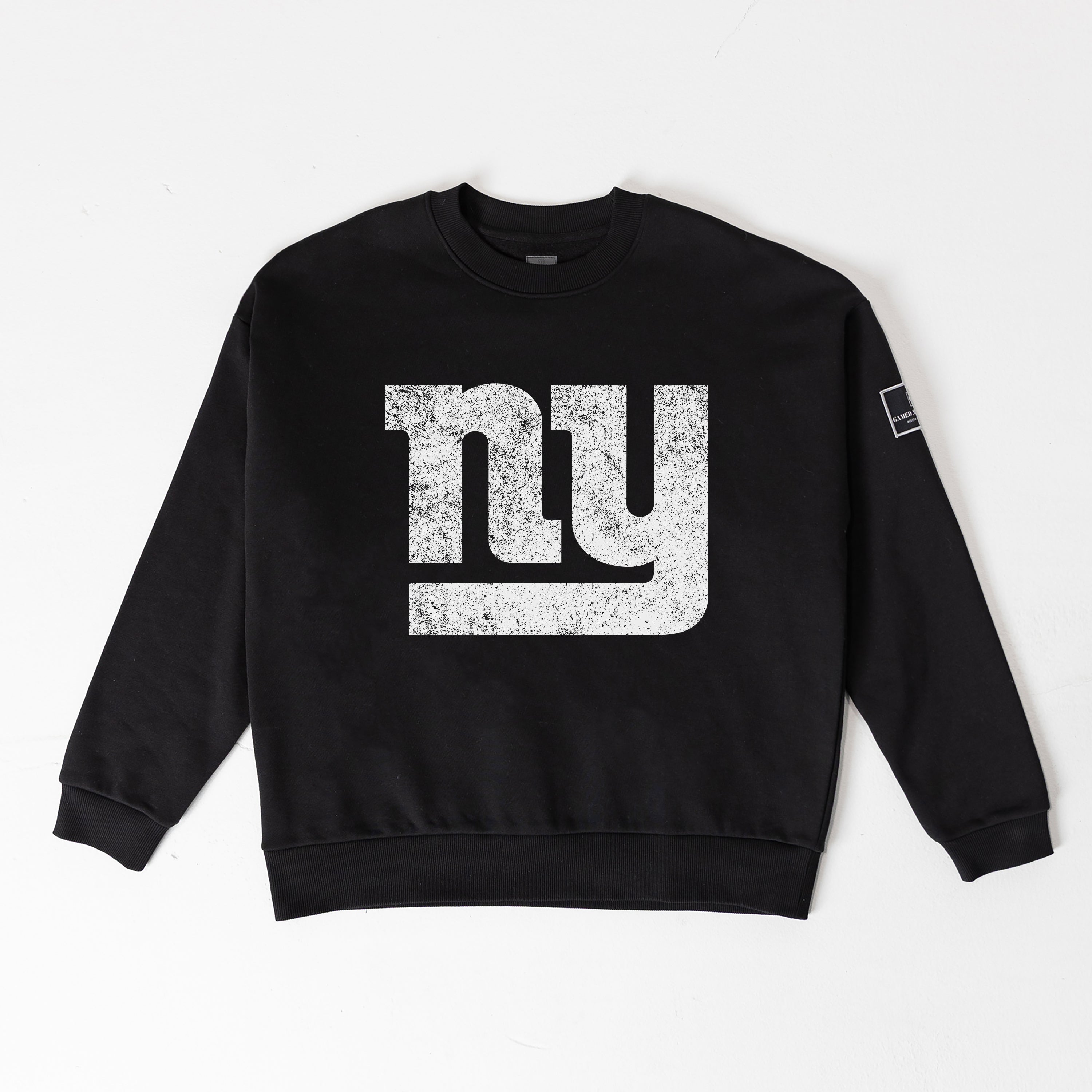 NEW YORK GIANTS BOLD MOVE BLACK LABEL PREMIUM FLEECE DROP SHOULDER CREWNECK