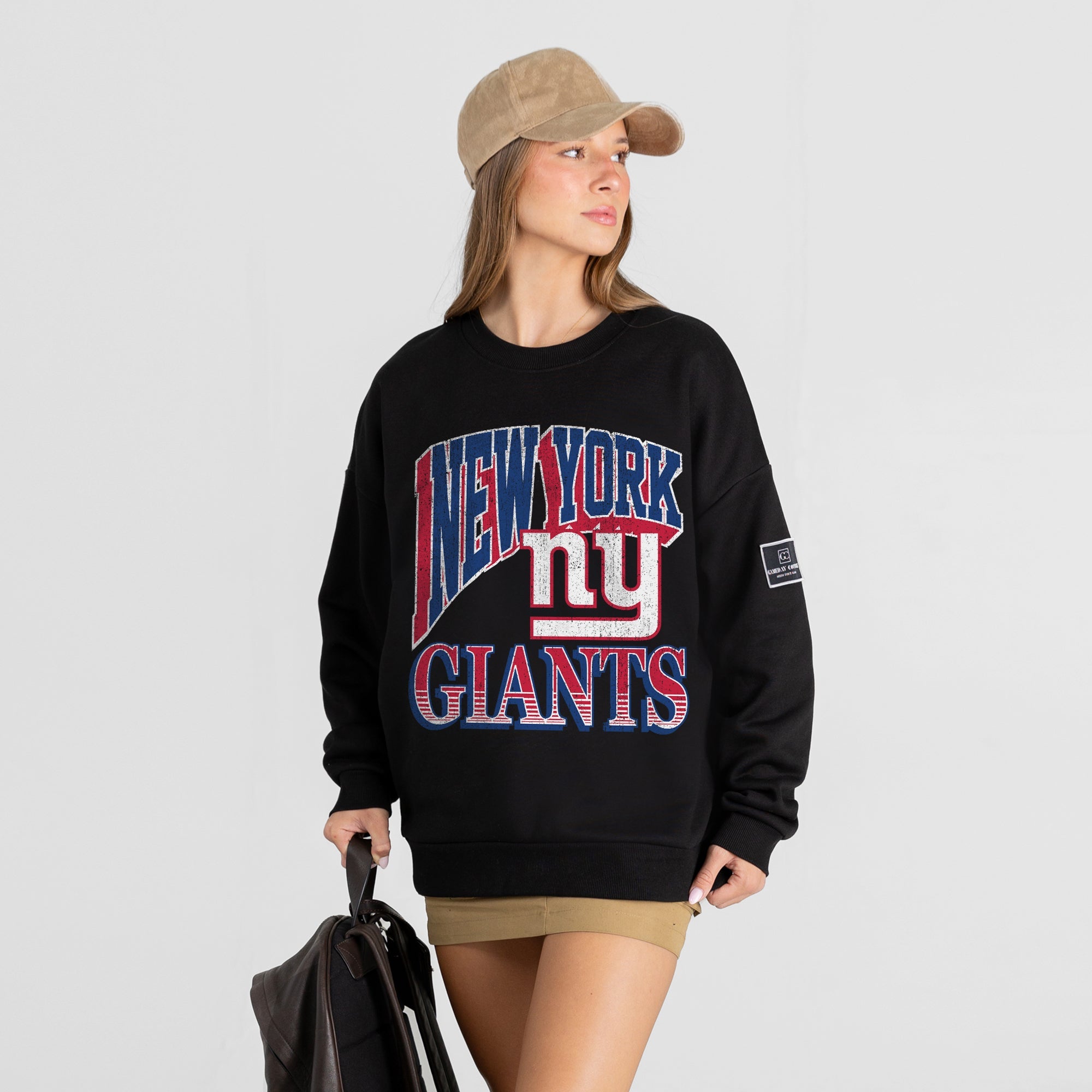 NEW YORK GIANTS VICTORY PRIME BLACK LABEL PREMIUM FLEECE DROP SHOULDER CREWNECK