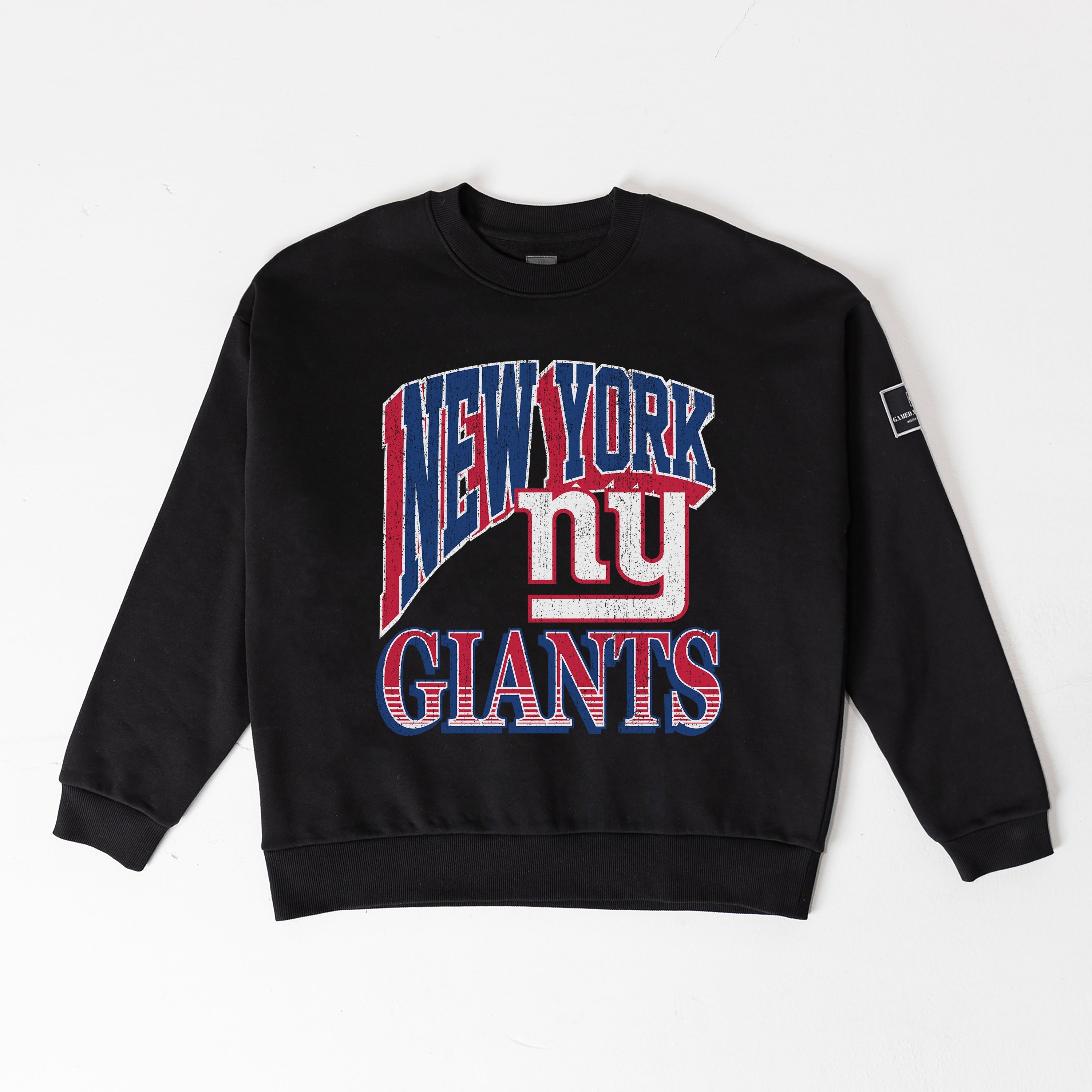 NEW YORK GIANTS VICTORY PRIME BLACK LABEL PREMIUM FLEECE DROP SHOULDER CREWNECK