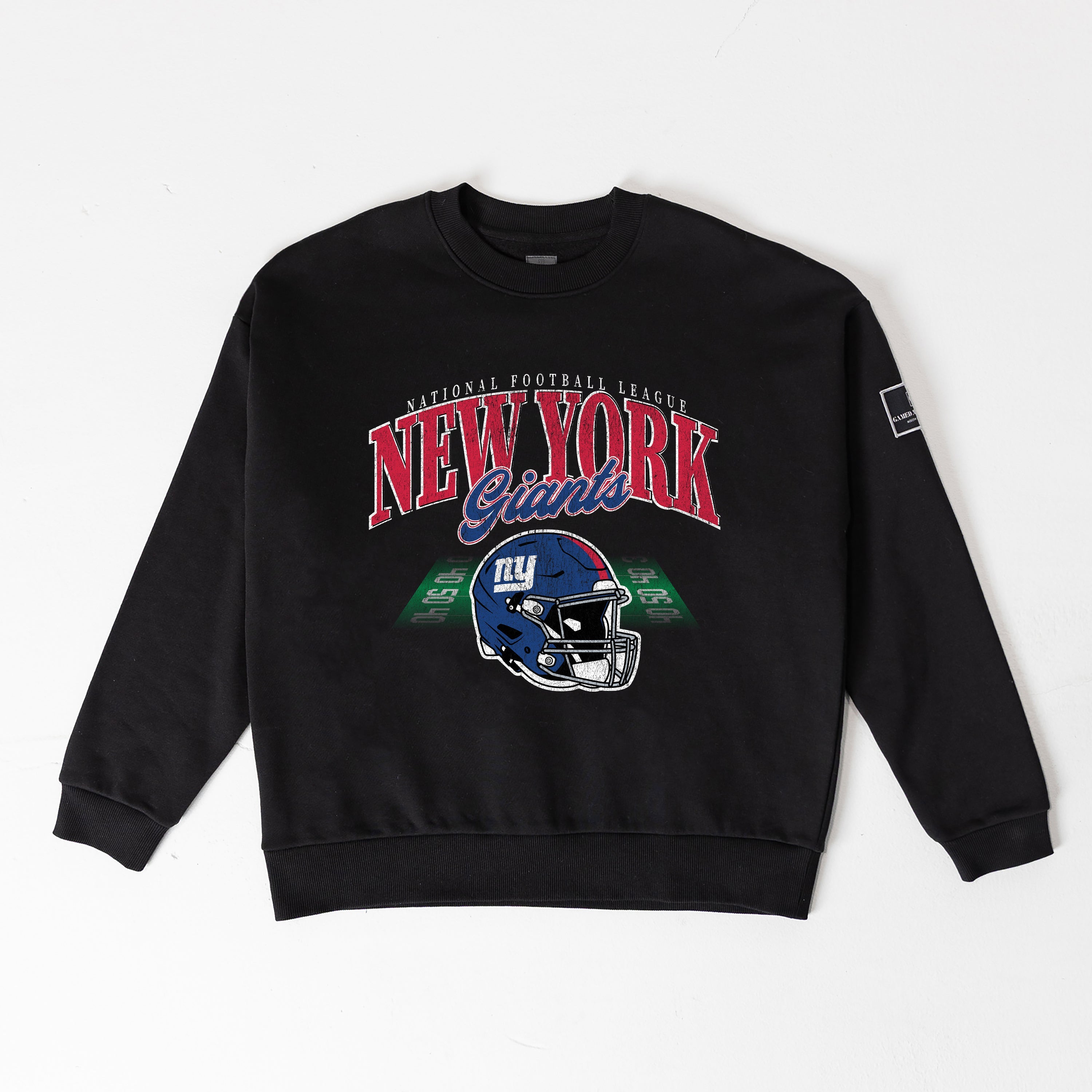 NEW YORK GIANTS FIELD FOCUS BLACK LABEL PREMIUM FLEECE DROP SHOULDER CREWNECK