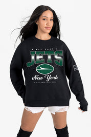 NEW YORK JETS POWERHOUSE PLAY BLACK LABEL PREMIUM FLEECE CREW SWEATSHIRT