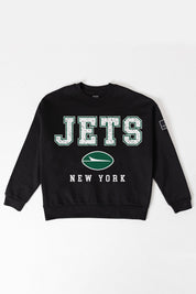 NEW YORK JETS LEVEL UP BLACK LABEL PREMIUM FLEECE CREW SWEATSHIRT