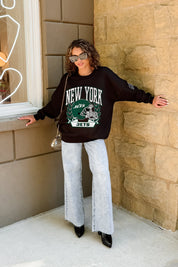 NEW YORK JETS VICTORY LANE BLACK LABEL PREMIUM FLEECE CREW SWEATSHIRT