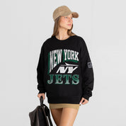 NEW YORK JETS VICTORY PRIME BLACK LABEL PREMIUM FLEECE DROP SHOULDER CREWNECK