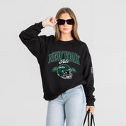 NEW YORK JETS FIELD FOCUS BLACK LABEL PREMIUM FLEECE DROP SHOULDER CREWNECK