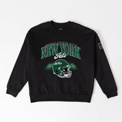 NEW YORK JETS FIELD FOCUS BLACK LABEL PREMIUM FLEECE DROP SHOULDER CREWNECK