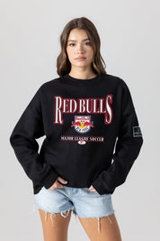 NEW YORK RED BULLS PLAYERS ONLY BLACK LABEL PREMIUM FLEECE DROP SHOULDER CREWNECK