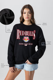 NEW YORK RED BULLS PLAYERS ONLY BLACK LABEL PREMIUM FLEECE DROP SHOULDER CREWNECK