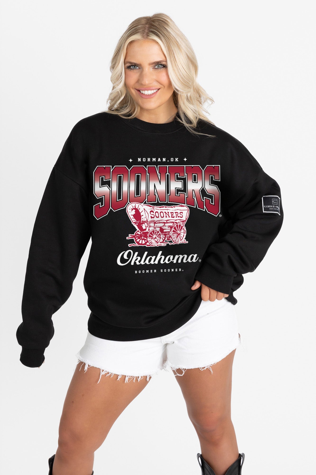 OKLAHOMA SOONERS POWERHOUSE PLAY BLACK LABEL PREMIUM FLEECE CREW SWEATSHIRT