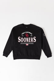 OKLAHOMA SOONERS PLAYERS ONLY BLACK LABEL PREMIUM FLEECE DROP SHOULDER CREWNECK