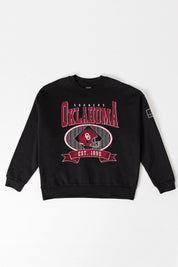 OKLAHOMA SOONERS BOLD CHEERS BLACK LABEL PREMIUM FLEECE CREW SWEATSHIRT