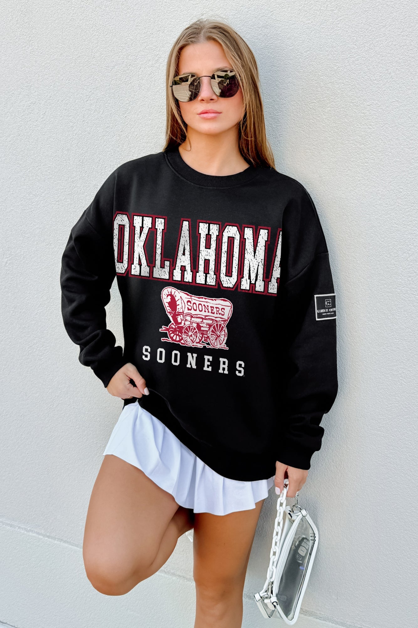 OKLAHOMA SOONERS LEVEL UP BLACK LABEL PREMIUM FLEECE CREW SWEATSHIRT