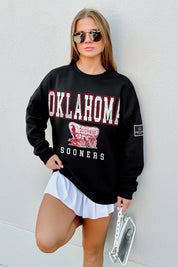 OKLAHOMA SOONERS LEVEL UP BLACK LABEL PREMIUM FLEECE CREW SWEATSHIRT
