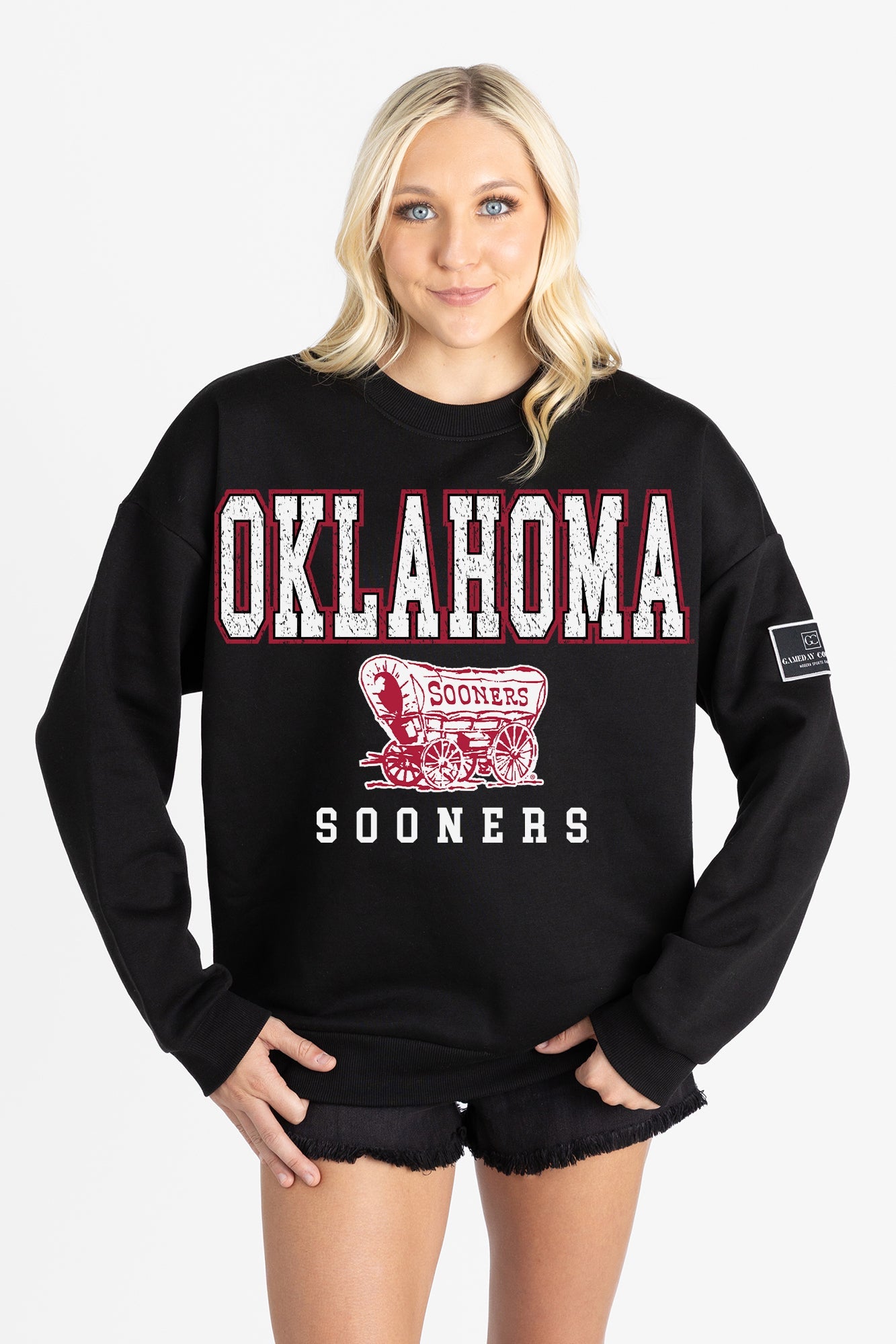 OKLAHOMA SOONERS LEVEL UP BLACK LABEL PREMIUM FLEECE CREW SWEATSHIRT