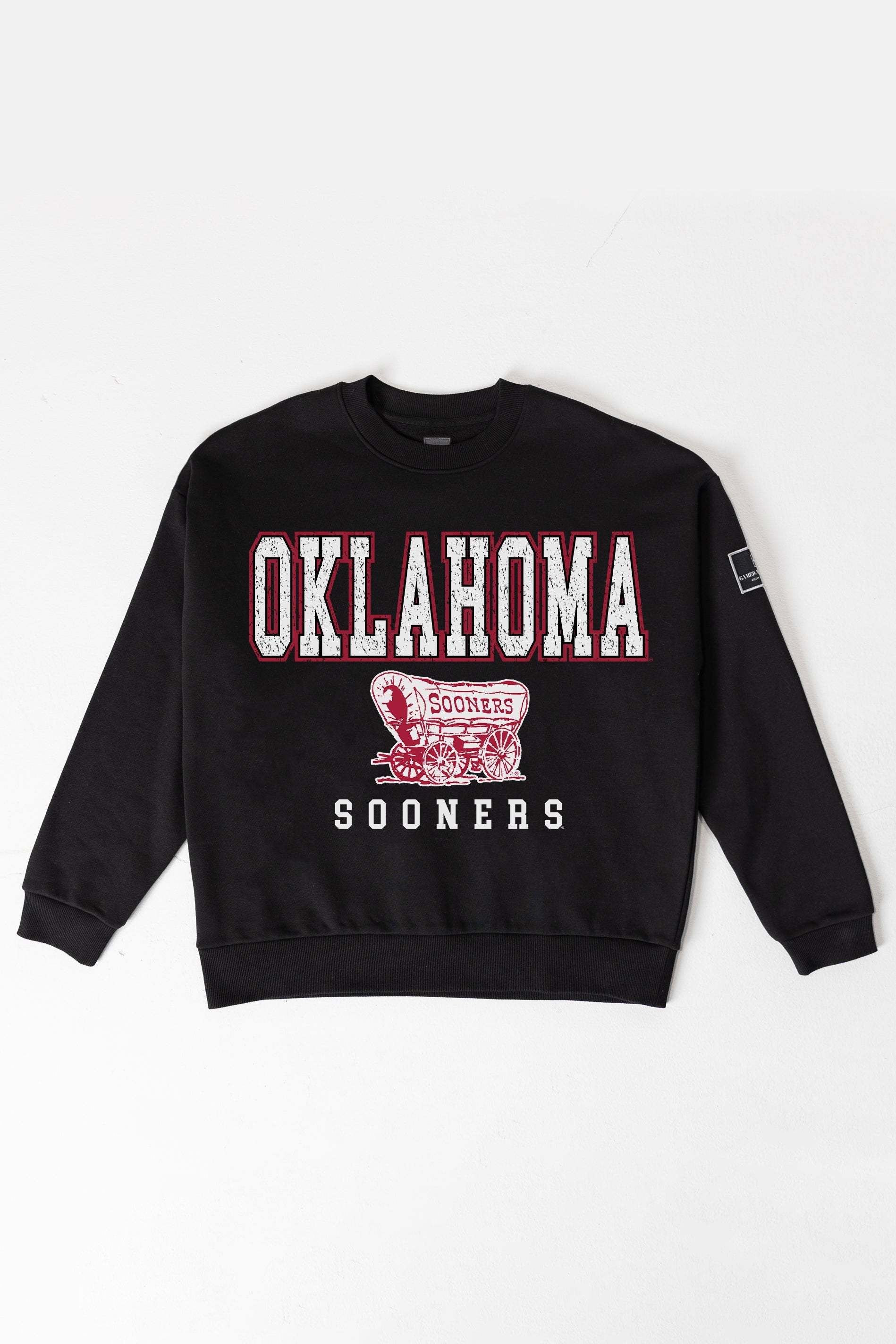 OKLAHOMA SOONERS LEVEL UP BLACK LABEL PREMIUM FLEECE CREW SWEATSHIRT