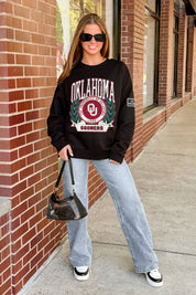 OKLAHOMA SOONERS VICTORY LANE BLACK LABEL PREMIUM FLEECE CREW SWEATSHIRT